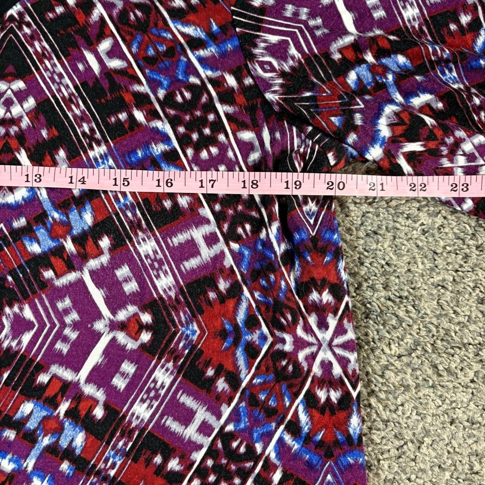 Cable & Gauge Blouse Womens XL Purple Geometric‎ Ikat V-Neck 3/4 Sleeve Boho Top - Picture 8 of 9